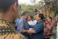 SINYAL DUKUNGAN: SBY menemui bacapres Prabowo Subianto di Hambalang, Minggu (17/9) sore. Pertemuan itu menguatkan sinyal dukungan Partai Demokrat ke Prabowo dalam kontestasi Pilpres 2024.