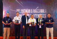 Pj Gubernur Al Muktabar dalam Acara Pengukuhan DPW APBMI Banten 2023-2028 di Hotel Royal Krakatau, Kota Cilegon. (26/9/2023)