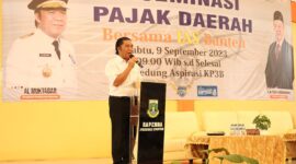 Penjabat (Pj) Gubernur Banten Al Muktabar meluncurkan TeBaSS (Tenant Banten Samsat Satu) yang merupakan situs produk dari Tim Pembina Samsat Provinsi Banten., Sabtu (9/9/2023).