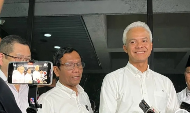Capres/Cawapres RI Ganjar Pranowo dan Mahfud Md di Gedung High End, Jakarta. (ist)