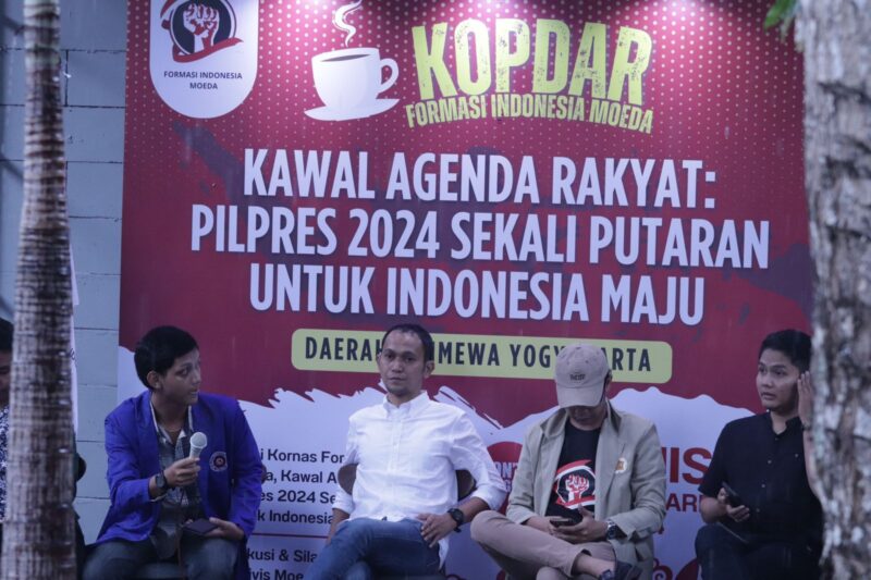 KOPI DARAT: Formasi Indonesia Moeda menggelar kopi darat yang dihadiri ratusan mahasiswa di Yogyakarta, Kamis (4/1/2024).
