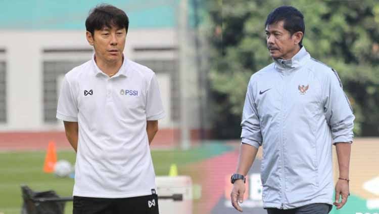 Direktur Teknik PSSI, Indra Sjafri dan Pelatih Timnas Shin Tae-yong.