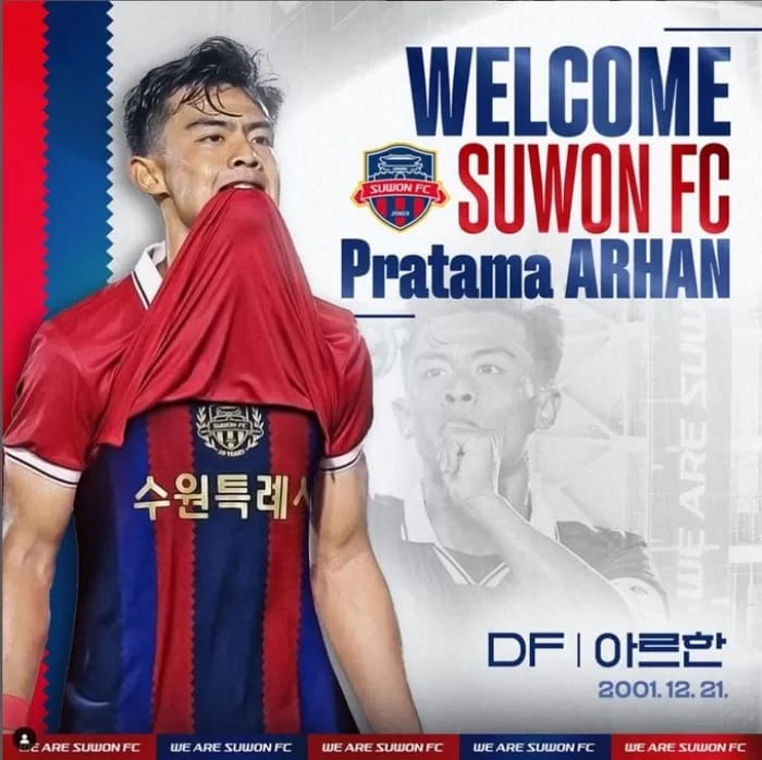 KLUB BARU: Bek Timnas Sepakbola Indonesia Pratama Arhan jadi rekrutan anyar Suwon FC.