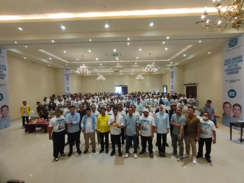 DUKUNG PRABOWO GIBRAN: Deklarasi dukungan Kopi Hitam Kota Tangerang untuk pasangan Prabowo-Gibran, Kamis (18/1/2024).