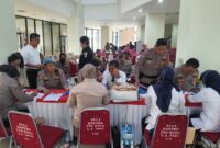 CEK KESEHATAN: Polres Metro menggelar cek kesehatan anggota jelang pengamanan Pemilu 2024.