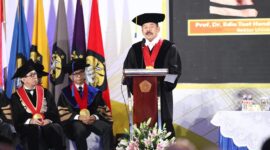 APRESIASI: Jaksa Agung ST Burhanuddin saat memberikan sambutan saat pengukuhan Prof. Dr. Reda Manthovansi, SH., LL.M sebagai Guru Besar Bidang Ilmu Hukum Pidana Universitas Pancasila, Kamis (25/1/2024).