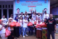 SAMBANGI BANTEN: Relawan Gerakan Sekali Putaran menggelar kegiatan tebus murah sembako di tiga kabupaten di Provinisi Banten. Selain sembako murah, GSP juga mensosialisasikan pilpres sekali putaran untuk Prabowo Gibran.