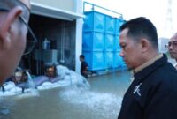 TINJAU BANJIR: PJ Bupati Tangerang Andi Ony, saat memantau banjir.
