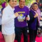 Terlihat, Raffi Ahmad, Maesyal Rasyid, dan Intan Nurul Hikmah saat foto bersama dihadapan puluhan ribu masyarakat, Pasar Kemis, Rajeg, dan Sindang Jaya.